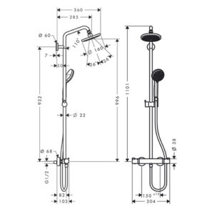 HANSGROHE CROMA 160 SHOWERPIPE 27135000 - Image 3